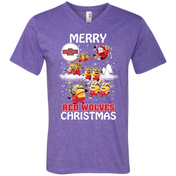 Arkansas State Red Wolves T Shirts Minions Santa Claus Merry Christmas Men's V-Neck T-Shirt - The White Eagles