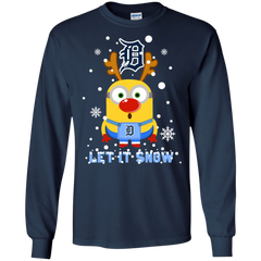 Minion Detroit Tigers  Ugly Christmas Sweaters Let It Snow LS Cotton T-Shirt - The White Eagles
