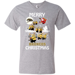 Western Michigan Broncos Ugly Christmas Sweaters Minions Santa Claus Merry Christmas Men's V-Neck T-Shirt - The White Eagles