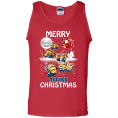 Utah State Aggies Ugly Christmas Sweaters Minions Santa Claus Merry Christmas Tank Top - The White Eagles