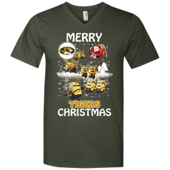 Missouri Tigers Ugly Christmas Sweaters Minions Santa Claus Merry Christmas Men's V-Neck T-Shirt - The White Eagles