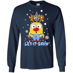 Minion New Orleans Saints Ugly Christmas Sweaters Let It Snow LS Cotton T-Shirt - The White Eagles