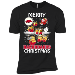 Arkansas Razorback T Shirts Minions Santa Claus Merry Christmas Men's Sleeve Shirt - The White Eagles