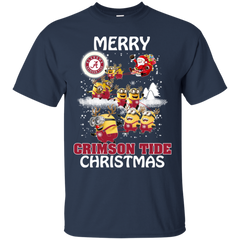 Alabama Crimson Tide T Shirts Minions Santa Claus Merry Christmas Cotton T-Shirt - The White Eagles
