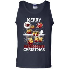 South Carolina Gamecocks Ugly Christmas Sweaters Minions Santa Claus Tank Top - The White Eagles
