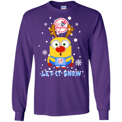 Minion New York Yankees  Ugly Christmas Sweaters Let It Snow LS Cotton T-Shirt - The White Eagles