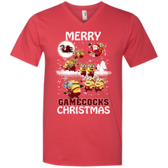 South Carolina Gamecocks Ugly Christmas Sweaters Minions Santa Claus Men's V-Neck T-Shirt - The White Eagles