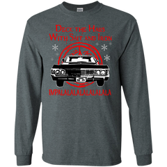 Deck The Halls With Salt And Iron Impala Lalalalalalala Supernatural Ugly Christmas Sweater LS Cotton T-Shirt - The White Eagles