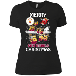 Arizona State Sun Devils Ugly Christmas Sweaters Minions Santa Claus Merry Christmas Ladies' Shirt - The White Eagles