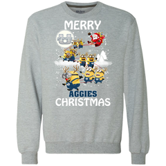 Utah State Aggies Ugly Christmas Sweaters Minions Santa Claus Merry Christmas Sweatshirt - The White Eagles
