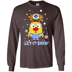 Minion Green Bay Packers Ugly Christmas Sweaters Let It Snow LS Cotton T-Shirt - The White Eagles