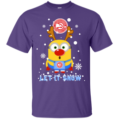 Minion Atlanta Hawks Ugly Christmas Sweaters Let It Snow Cotton T-Shirt - The White Eagles