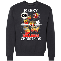 Georgia Bulldogs Ugly Christmas Sweaters Minions Santa Claus Merry Christmas Sweatshirt - The White Eagles