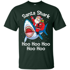 Santa Shark Hoo Hoo Hoo Hoo Hoo Christmas Ugly Christmas Sweater Cotton T-Shirt - The White Eagles