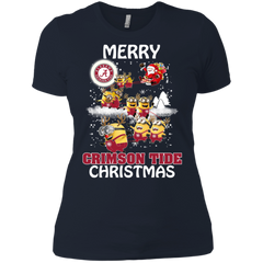 Alabama Crimson Tide T Shirts Minions Santa Claus Merry Christmas Ladies' Shirt - The White Eagles