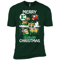 Eastern Michigan Eagles Ugly Christmas Sweaters Minions Santa Claus Merry Christmas Men's Sleeve Shirt - The White Eagles
