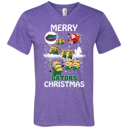 Florida Gators Ugly Christmas Sweaters Minions Santa Claus Merry Christmas Men's V-Neck T-Shirt - The White Eagles