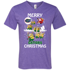 Florida Gators Ugly Christmas Sweaters Minions Santa Claus Merry Christmas Men's V-Neck T-Shirt - The White Eagles
