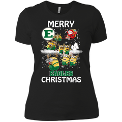 Eastern Michigan Eagles Ugly Christmas Sweaters Minions Santa Claus Merry Christmas Ladies' Shirt - The White Eagles