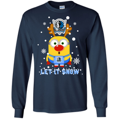 Minion Dallas Mavericks Ugly Christmas Sweaters Let It Snow LS Cotton T-Shirt - The White Eagles