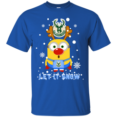 Minion Milwaukee Bucks Ugly Christmas Sweaters Let It Snow Cotton T-Shirt - The White Eagles