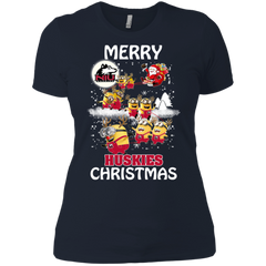 Northern Lllinois Huskies Ugly Christmas Sweaters Minions Santa Claus Merry Christmas Ladies' Shirt - The White Eagles