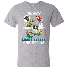 Coastal Carolina Chanticleers Ugly Christmas Sweaters Minions Santa Claus Merry Christmas Men's V-Neck T-Shirt - The White Eagles
