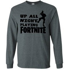Fortnite Up All Night Playing Fortnite LS Cotton T-Shirt - The White Eagles