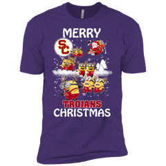 Usc Trojans Ugly Christmas Sweaters Minions Santa Claus Merry Christmas Men's Sleeve Shirt - The White Eagles