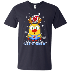Minion New Jersey Devils Ugly Christmas Sweaters Let It Snow Men's V-Neck T-Shirt - The White Eagles