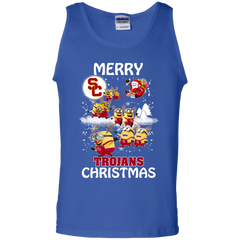 Usc Trojans Ugly Christmas Sweaters Minions Santa Claus Merry Christmas Tank Top - The White Eagles