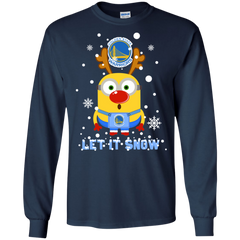 Minion Golden State Warriors Ugly Christmas Sweaters Let It Snow LS Cotton T-Shirt - The White Eagles