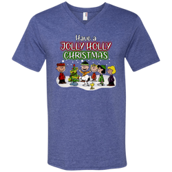 Have A Jolly Holly Christmas The Peanuts Movie Snoopy Charlie Brown Woodstock Men's V-Neck T-Shirt - The White Eagles