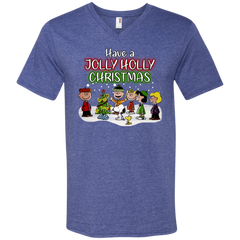 Have A Jolly Holly Christmas The Peanuts Movie Snoopy Charlie Brown Woodstock Men's V-Neck T-Shirt - The White Eagles
