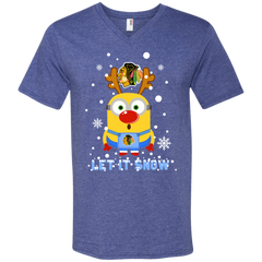 Minion Chicago Blackhawks Ugly Christmas Sweaters Let It Snow Men's V-Neck T-Shirt - The White Eagles