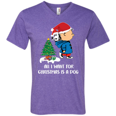 All I Want For Christmas Is A Dog Snoopy Charlie Brown The Peanuts Movie Men's V-Neck T-Shirt - The White Eagles