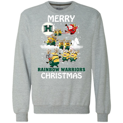 Hawaii Rainbow Warriors Ugly Christmas Sweaters Minions Santa Claus Merry Christmas Sweatshirt - The White Eagles