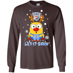 Minion Oklahoma City Thunder Ugly Christmas Sweaters Let It Snow LS Cotton T-Shirt - The White Eagles