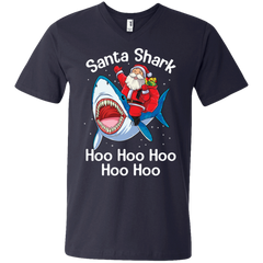 Santa Shark Hoo Hoo Hoo Hoo Hoo Christmas Ugly Christmas Sweater Men's V-Neck T-Shirt - The White Eagles