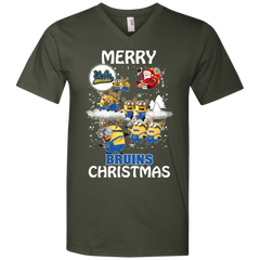 Ucla Bruins Ugly Christmas Sweaters Minions Santa Claus Merry Christmas Men's V-Neck T-Shirt - The White Eagles