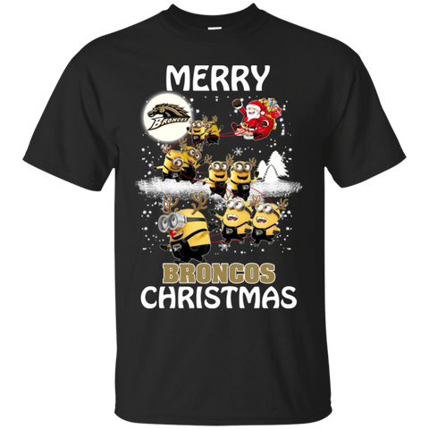 Western Michigan Broncos Ugly Christmas Sweaters Minions Santa Claus Merry Christmas Cotton T-Shirt - The White Eagles