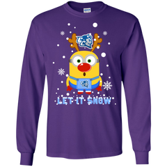 Minion Central Connecticut State Blue Devils Ugly Christmas Sweaters Let It Snow LS Cotton T-Shirt - The White Eagles