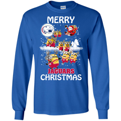South Alabama Jaguars Ugly Christmas Sweaters Minions Santa Claus Merry Christmas LS Cotton T-Shirt - The White Eagles