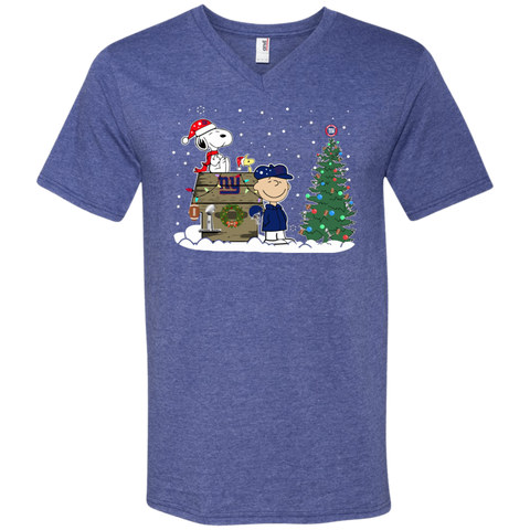 New York Giants Snoopy The Peanuts Ugly Christmas Sweater  Super Bowl Men's V-Neck T-Shirt - The White Eagles
