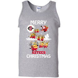 San Diego State Athletics Ugly Christmas Sweaters Minions Santa Claus Merry Christmas Tank Top - The White Eagles