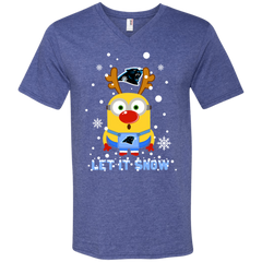 Minion Carolina Panthers Ugly Christmas Sweaters Let It Snow Men's V-Neck T-Shirt - The White Eagles