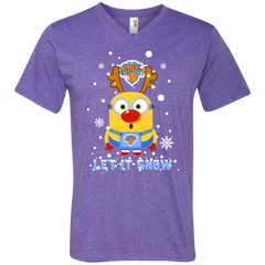 Minion New York Knicks Ugly Christmas Sweaters Let It Snow Men's V-Neck T-Shirt - The White Eagles