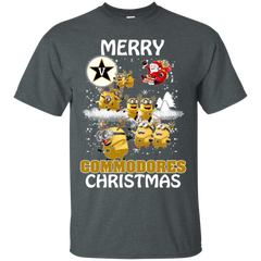 Vanderbilt Commodores Ugly Christmas Sweaters Minions Santa Claus Merry Christmas Cotton T-Shirt - The White Eagles