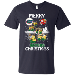 Florida Gators Ugly Christmas Sweaters Minions Santa Claus Merry Christmas Men's V-Neck T-Shirt - The White Eagles