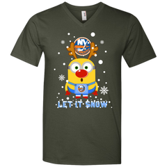 Minion New York Islanders Ugly Christmas Sweaters Let It Snow Men's V-Neck T-Shirt - The White Eagles